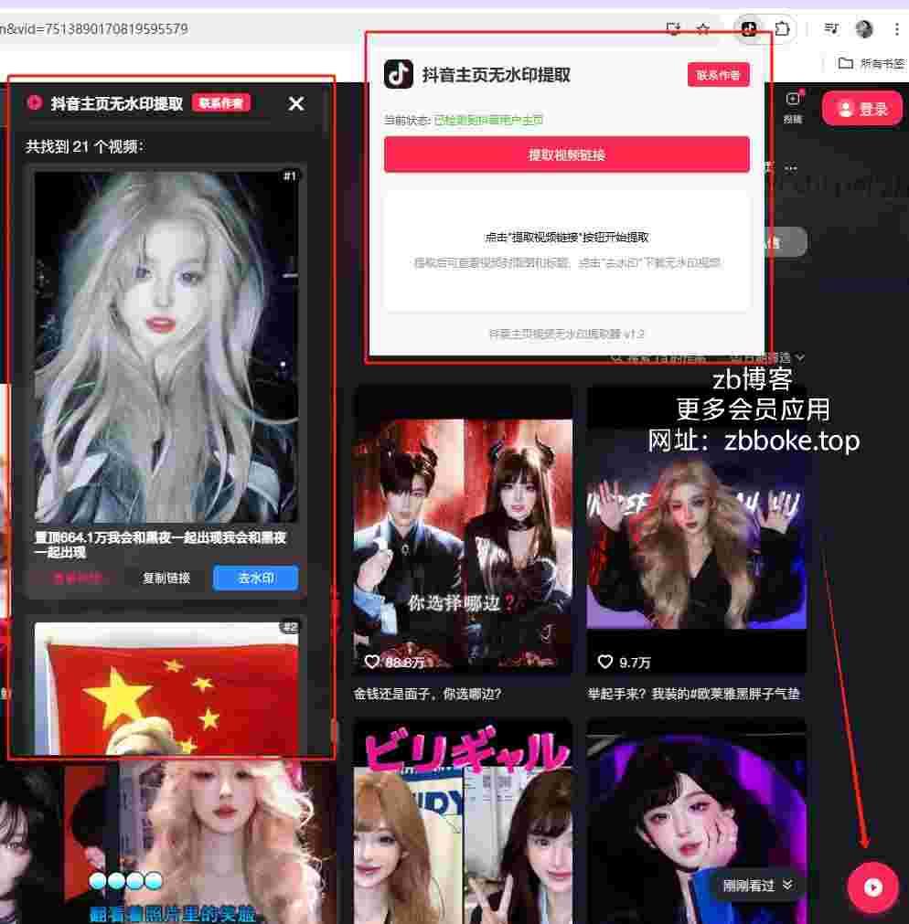 抖音主页视频无水印提取_自动采集数据,秒解析下载高清无水印视频-zb博客