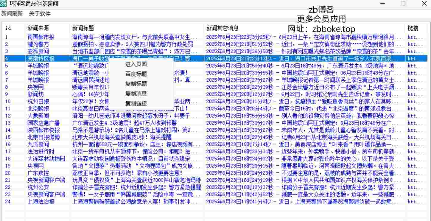 环球网最新24条新闻_一键采集最新资源,无广告无限制-zb博客